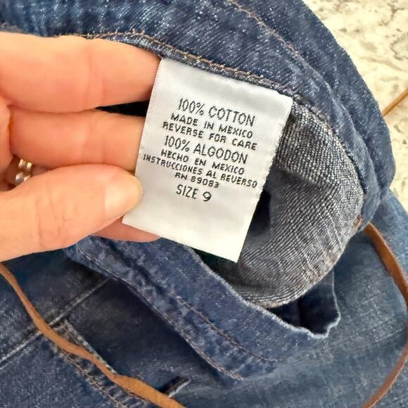 Y2K LEI Jeans Women’s 9 Flare Low Rise Denim Tie Closure 00s Bratz Boho 34x31 - Picture 9 of 11